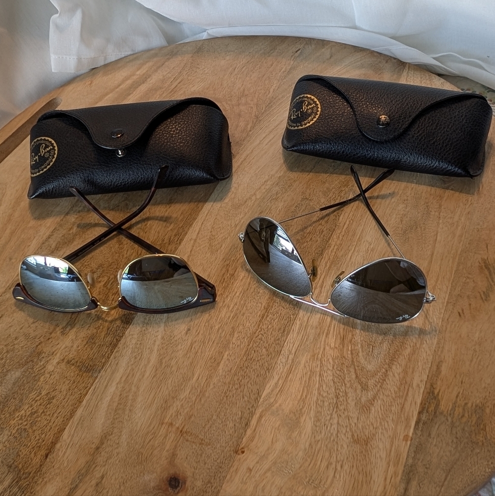 Ray-Ban Black and Silver Sunglasses Set